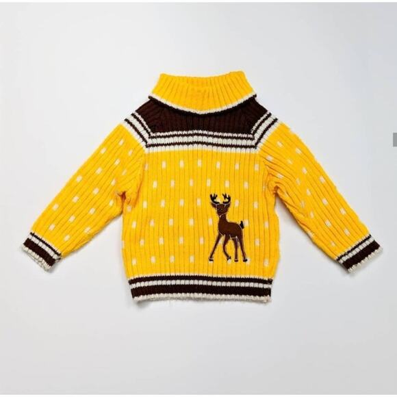 Vintage A Little Angel Deer Turtleneck Sweater Sz 18-24m - Picture 1 of 4